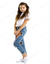 Beautiful teen girl in jeans with holes. — Stock Photo © lotosfoto1 ...